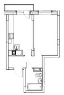 Планировка: 1-комнатная квартира, 30,7 м²